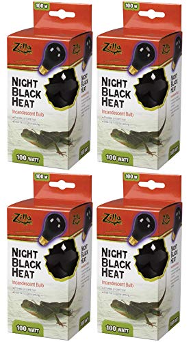 Zilla 4 Pack of Night Black Heat Incandescent Bulbs, 100 Watts, for Terrarium Heat Lamps