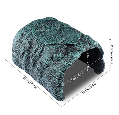 Reptile Large Opening Rock Cave Habitat Hide – Premium Non-Toxic Resin for Aquariums & Terrariums. Ideal for Amphibians,Lizards,Snakes,Bearded Dragons,Geckos,Scorpions,Frogs,Spiders... Large Size