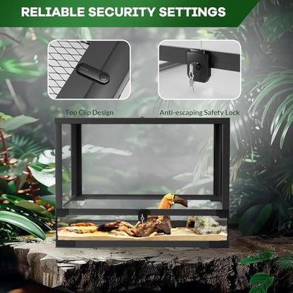 Garvee 34 gal Reptile Tall Glass Terrarium, 24 in x 18 in x 18 in Reptile Tank Double Hinge Door with Top Screen Ventilation, Easy Assembly