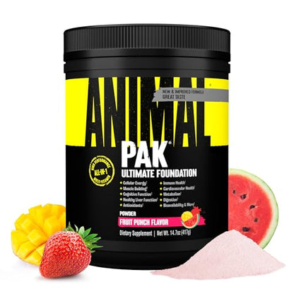 Animal Pak - Convenient All-in-One Vitamin & Supplement Powder, Fruit Punch - Zinc, Vitamins C, B, D, Amino Acids, Immune Support, Digestive Enzymes - Daily Multivitamin for Women & Men - 60 Scoops - size: 30 Servings (Pack of 1), style: Fruit Punch