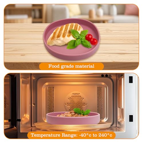 Silicone Dog Food Plate Shallow Dog Bowl Flat Cat Dish Small Puppy Plates for Small Dogs and Cats Whisker Fatigue Pet Feeding Bowls for Dry and Wet Food (Light Brown) - color: 1 Pcs - (Red)