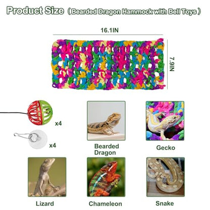 Bearded Dragon Hammock, Soft Reptile Hammock with Suction Cups, Fabric Bearded Dragon Hanging Hammocks Lounger Bed with Climbing Toys, Gecko Tank Accessories for Lizard, Chameleon (Red S) - color: Red Bearded Dragon Hammock : S