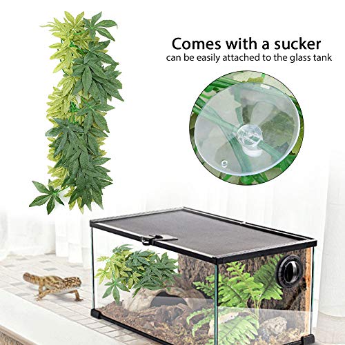 Pssopp Artificial Terrarium Plants, Reptiles Artificial Vine Plastic Fake Hanging Leaves Green Simulation Plant Reptile Terrarium Habitat Decor Aquarium Fish Ornament - size: 50cm