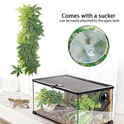 Pssopp Artificial Terrarium Plants, Reptiles Artificial Vine Plastic Fake Hanging Leaves Green Simulation Plant Reptile Terrarium Habitat Decor Aquarium Fish Ornament - size: 50cm