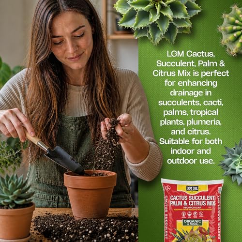 Premium Cactus & Succulent Soil Mix (0.5 Cu Ft) – Root Rot Protection with Volcanic Ash & Chicken Manure – Fast Draining Mix for Indoor Plants, Aloe, Citrus, & Palms – Organic, Ready-to-Use