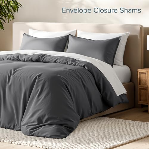 Bare Home Bedding Duvet Cover Queen Size - Premium 1800 Super Soft Duvet Covers Collection - Lightweight, Cooling Duvet Cover - Soft Breathable Bedding (Queen, Grey) - color: 04 - Grey (No Comforter), size: Queen
