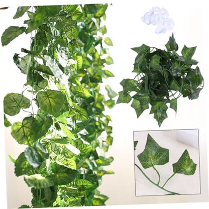 2m Jungle Vines Artificial Leaf Decor for Reptiles Habitat Accessories with Suction Cups for Lizards Frogs Snakes and More Flexible Rattan Strips for Terrarium