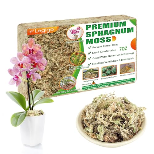 Legigo 7OZ Premium Sphagnum Moss for Plants- 8QT Natural Succulent Carnivorous Plant Moss Dried, Long Fiber Orchid Moss for Orchid Repotting Succulent Sarracenia Potted Plants Gardening and Reptiles - color: 8 QT(Appx.7oz)