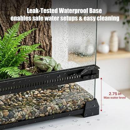 6 Gallon Fully Assembled Glass Reptile Enclosure,10"x 10" x 14" | Front Opening Tall Reptile Terrarium Tank for Baby Crested Geckos, Tree Frogs, Praying Mantises, Jumping Spiders - size: 10"L x 10"W x 14"H