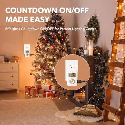 BN-LINK Digital Outlet Timer with Interval Repeat Cycle Indoor,24 Hour Programmable Outlet Timers for Electrical Outlet, Energy Saving 3 Prong Plug-in Outlet with Countdown On/Off,125V/15A/1875W - color: 24 Hour, 1 Outlet, 1-pack