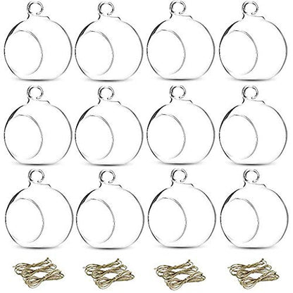12 Pcs 3.15"/ 8cm Hanging Glass Tealight Holder Globe Plant Terrariums Glass Orbs Air Plants Tea Light Candle Holders Home Decor Indoor Outdoor Garden DIY Gifts (9 Pcs + 3 Pcs) - size: 3.15 inches