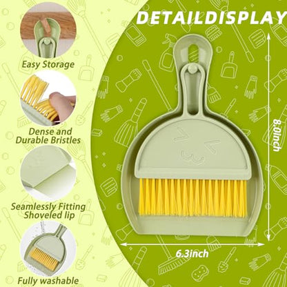 RYPET Pet Cage Cleaning Tool-Small Broom and Dustpan Set, Mini Dustpan and Whisk Brush Set for Guinea Pig Chinchilla Hamster Ferret Hedgehog Rabbit Reptile, Cage Cleaner for Small Animal Waste Green - color: Green with Yellow Bristle