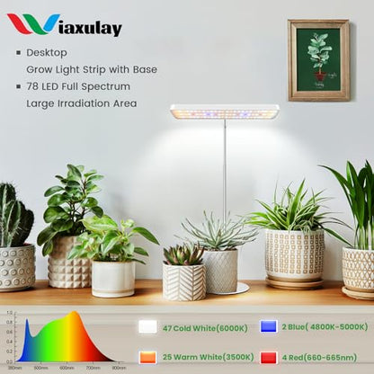 Wiaxulay Grow Lights for Indoor Plants, 78 LEDs Full Spectrum Plant Grow Light, Desk Grow Light with Auto Timer 6/12/16 Hrs, 3 Lighting Modes, 5 Dimmable Levels, Height Adjustable 7.8"-26", 3 Pack - size: 3 Pack(White)