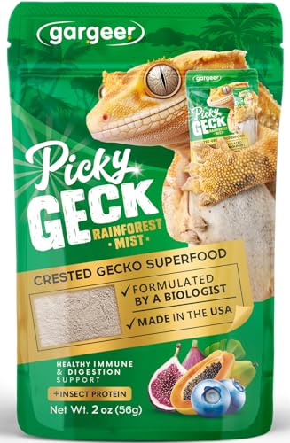 Gargeer 'Picky Geck' Rainforest Mist - Premium Crested Gecko Food | Immune & Digestion Support with Banana, Papaya, Fig & Blueberry | No Fillers - Only Premium Ingredients | 2oz | Made in USA - size: 2 Ounce (Pack of 1)