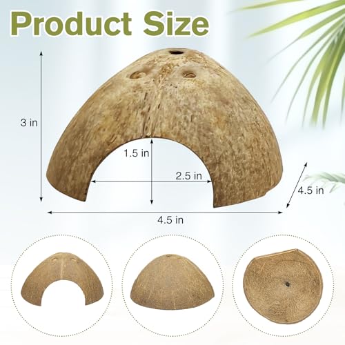 Hamiledyi 5 Pcs Reptile Plants Terrarium Hanging Fake Plant Leaves and 7 Pcs Reptile Hideouts Natural Coconut Shells Hut Leopard Gecko for Hermit Crab Hide Cave Small Snake Tarantulas Lizard Chameleon