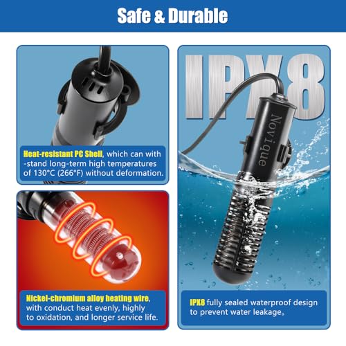 25W Mini Aquarium Heater Submersible Constant Temperature Fish Tank Betta Heater Free Thermometer Sticker Suitable for 1-6 Gallons Saltwater and Freshwater Tanks