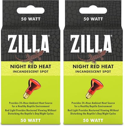 Zilla Incandescent Spot Bulb, for Nocturnal Reptile Species, Night Red (Pack of 2) - size: 50 Watts (Pack of 2)
