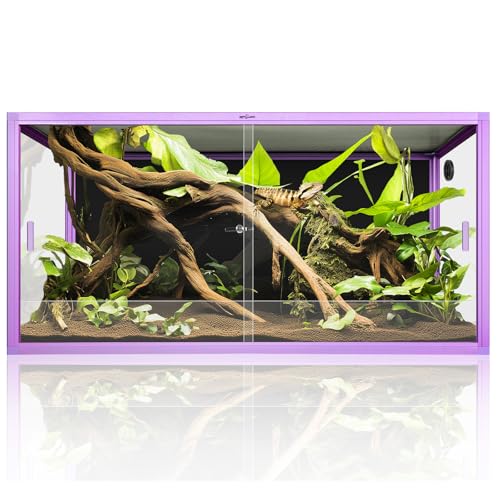 REPTI ZOO 120 Gallon Reptile Terrarium, 4x2x2 ft Light Weight Reptile Enclosure, Colored Reptiles Tank with Tempered Glass Door, Large Aluminum Habitat for Bearded Dragon, Snake, Lizard, Gecko-Purple - color: Purple, size: 48" x 24" x 24"