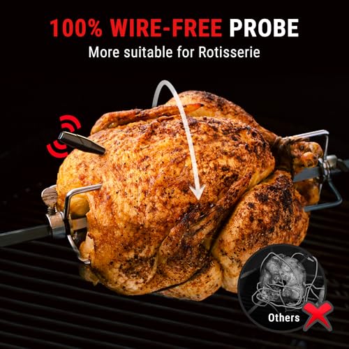 TempPro TempSpike 2000FT Wireless Meat Thermometer Digital with 2 Ultra-Thin Meat Probe, Grill Thermometer Wireless for Smoker, BBQ, Grill, Turkey Kitchent Gift for Dad Husband (Previously ThermoPro) - style: 2000ft Red