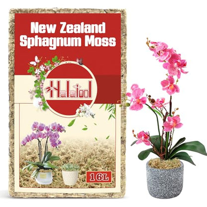 Halatool Premium New Zealand Sphagnum Moss, 200g(16L When Hydrated), for Orchid Repotting Succulent Sarracenia Potted Plants Gardening & Reptiles - size: 16L