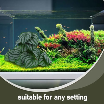 DOITOOL Reptile Decor Climbing Artificial Plant with Suction Cups for Terrarium Glass Container Decoration, Realistic Watermelon Leaf Design Suitable for Snake and Lizard Enclosures