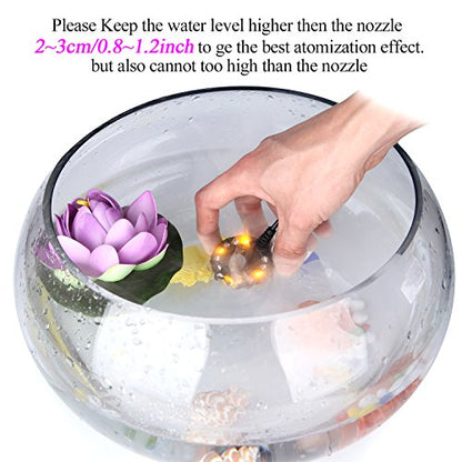 IMAGE Mist Maker Fogger Water Fountain Pond Fog Machine Atomizer Air Humidifier with 12 LED Light Color Change for Halloween, Black