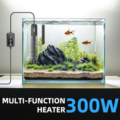 FREESEA Aquarium Heater for Fish Tank: 100W/200W/300W/500W Submersible Fish Tank Heater with Over-Temperature and Off-Water Protection for 40-75 Gallon Saltwater and Freshwater - size: 300W(40-75gallon)