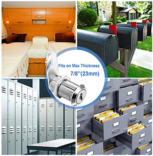 Sissinda Cam Locks Cabinet Locks Keyed Alike,1-1/8Inch Cylinder Fits on 0.9Inch Max Panel Thickness,Secure Drawer RV Camper Storage,Zinc Alloy(1-1/8Inch 5Pcs) - size: 1-1/8 Inch 5Pcs