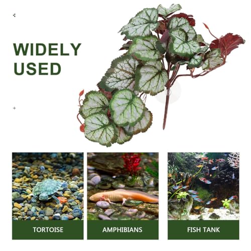 PRETYZOOM Artificial Hanging Reptile Plant with 23 Leaf Faux Foliage, Suction Cup Attachment, Lifelike Artificial Leaves Pendant for Reptile Terrarium Environment Decoration and Amphibian