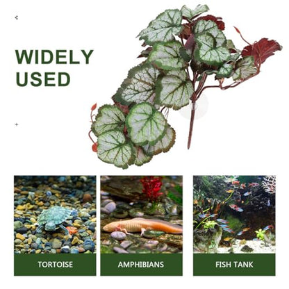 PRETYZOOM Artificial Hanging Reptile Plant with 23 Leaf Faux Foliage, Suction Cup Attachment, Lifelike Artificial Leaves Pendant for Reptile Terrarium Environment Decoration and Amphibian