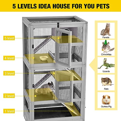 Aivituvin Ferret Cage Chinchilla Cage for Rat,Lizard,Squirrel, Chameleon,Gerbils and Other Small Animals