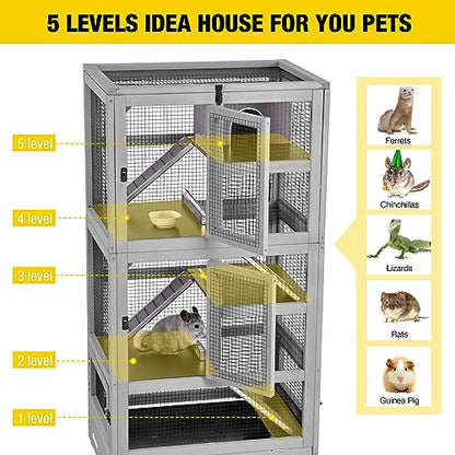 Aivituvin Ferret Cage Chinchilla Cage for Rat,Lizard,Squirrel, Chameleon,Gerbils and Other Small Animals