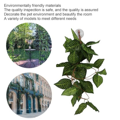 Pssopp Lifelike Plant Decorative Hanging Silk Terrarium Plant with Suction Cup for for Reptile Rainforest Box Aquarium Landscape(NFF‑84)