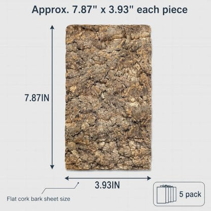 5 Pack Reptile Cork Bark Bulk Reptile 3.93x7.87inch Bark Bedding Natural Flat Cork Wood Pieces Terrarium Substrate Tank Supplies for Bearded Dragon Snake Spiders Hermit Crabs Geckos Tortoise Reptiles