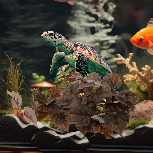 PRETYZOOM Artificial Hanging Plant for Reptile Tank with Suction Cup, Fake Decorative Leaves Pendant for Amphibian Habitat, Terrarium Ornament for Snakes Lizards Frogs Geckos