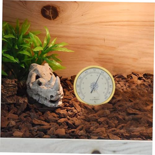 Garneck Analog Hygrometer Gold 72mm Round No Battery Required Hygrometer Thermometer 2% Rh Resolution Stainless Steel and Glass for Office Desk and Reptile Terrarium Use