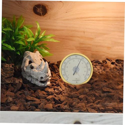 Garneck Analog Hygrometer Gold 72mm Round No Battery Required Hygrometer Thermometer 2% Rh Resolution Stainless Steel and Glass for Office Desk and Reptile Terrarium Use