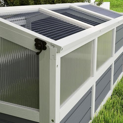 Professional Durable Tortoise Habitat Outdoor with Base-Free Design, Sliding Access Doors, Polycarbonate Sun Panel Windows, LightGray