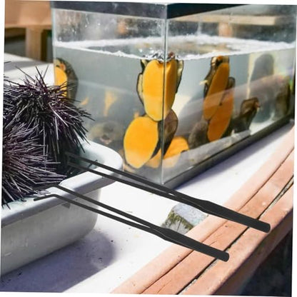 4pcs Stainless Steel Aquarium Tweezers: 27cm Fish Tank Tongs Tool - Long Handle With Curved And Straight Tip - Stable Grabber Aquatic Plants/reptile Feeding