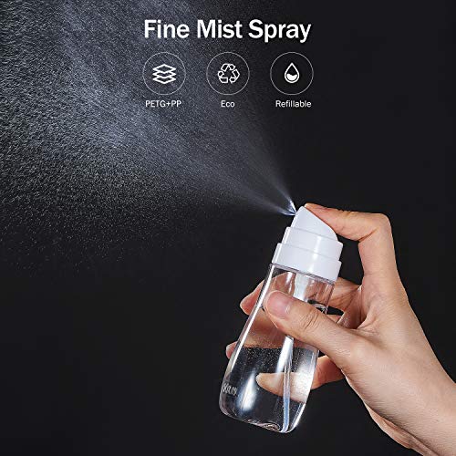 Yolaist Small Spray Bottle with Fine Mist, 2 Pack 3.4oz/100ml TSA Approved Travel Size, Refillable Empty Mister Spray Bottles for Hair, Face, Plants, Cleaning, Cosmetics & Essential Oils