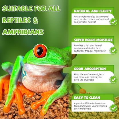 Legigo 4 Pack Coconut Chip Substrate for Reptiles, Natural Coco Husk Chip Reptiles Bedding, Compressed Coconut Chip Substrate for Snake, Tortoise, Ball Python, Gecko, Lizard Terrarium Tanks - color: 4 Pack