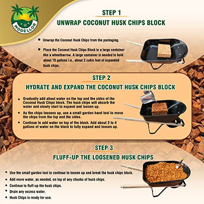 MODELLOR Premium Super Washed, Clean, Coco Chips [10 lb], Yields 2 cu ft. of Loose Chips. Plant Substrate, Organic, Reptile Bedding, Odor Absorbing, Grow Orchids, Mulch Indoor, Outdoor.