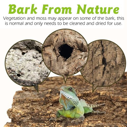 Reptile Cork Bark 1.5 Lb Flat Cork Wood for Terrarium Small Tree Bark Pieces 3.9-5.9in Natural Bulk Cork Bedding Tank Substrate for Bearded Dragon Snake Spiders Geckos Tortoise Hermit Crabs