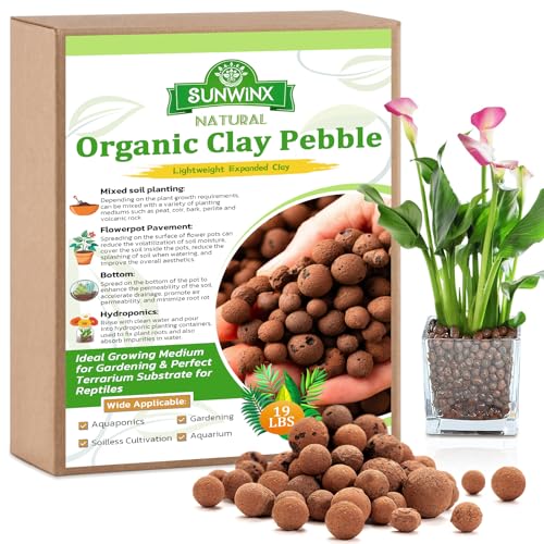 19 LBS Natural Leca Clay Pebbles for Plants- 4-16mm Expanded Clay Leca Balls for Indoor Plants, Hydroton Clay Pebbles for Plants Hydroponic & Aquaponics Growing, Orchids, Drainage, Terrarium - color: 19LB