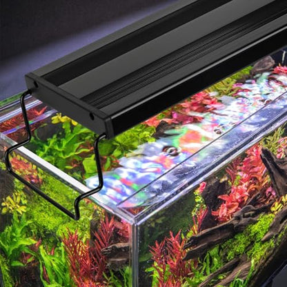 AQQA Full Spectrum Aquarium Light,Fish Tank Lights for Plant Growth Fish Viewing,3 Mode White Blue Red Green LED Beads,Timer,Adjustable Brightness,Extendable Brackets for Freshwater 26W for 32-40inch - size: 26W for 32-40inch