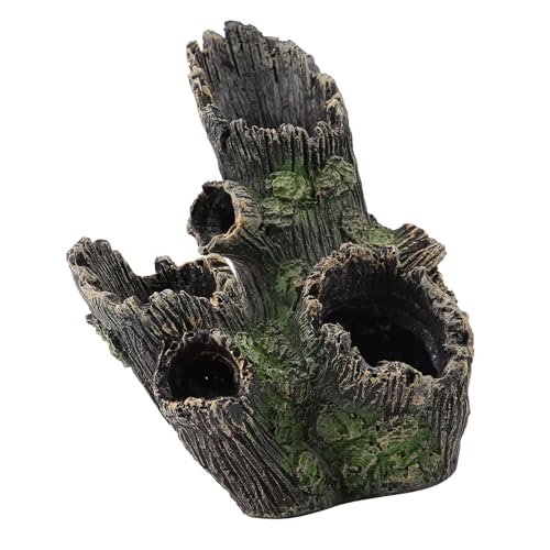 Aquarium Driftwood Decoration Artificial Resin Tree Trunk for Fish Tank Ornaments, Terrarium Vivarium Reptile Cave Hide Aquatic Decoration (ST-004A) - size: ST-004A
