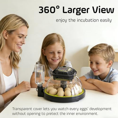 18 Egg Incubator with Automatic Egg Turning Day Counter and Atomizer for Auto Humidity Control, Full Auto Turner Lock 3 Days Before Hatch, Hatching 18Chicken 12Duck 30Quail at Backyard - size: 18 Egg