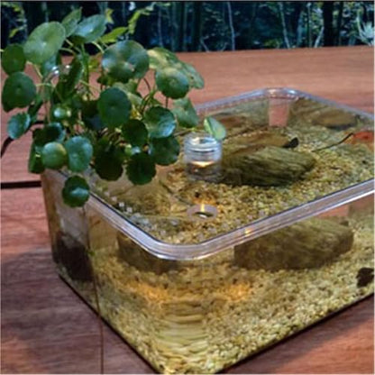 Reptile Tank Turtle breeding Tank Water and Land with Sun Drying Platform Small Desktop Easy Assembly