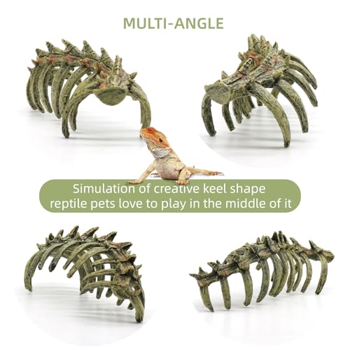 relaqcc Aquarium Skull Animal Skeletons, Reptile Tank Accessories, Fish Tank Decorations for Amphibians, Betta Fish, Shrimp, Hermit Crab, Leopard Gecko