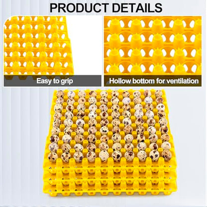 Teenyyou 10 Pcs 90 Egg Plastic Trays Quail Egg Flats Holder for Quail Pigeon Dove Bird Flat Carton (Yellow) - color: Yellow